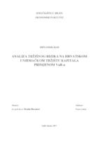 ANALIZA TRŽIŠNOG RIZIKA NA HRVATSKOM I NJEMAČKOM TRŽIŠTU KAPITALA PRIMJENOM VaR-a