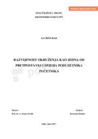 RAZVIJENOST OKRUŽENJA KAO JEDNA OD PRETPOSTAVKI USPJEHA PODUZETNIKA POČETNIKA