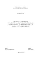 ORGANIZACIJA RADA USTANOVE ZA ZAPOŠLJAVANJE, RAD I PROFESIONALNU REHABILITACIJU OSOBA S INVALIDITETOM