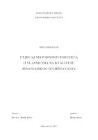 UTJECAJ NEOVISNOSTI PODUZEĆA O VLASNICIMA NA KVALITETU FINANCIJSKOG IZVJEŠTAVANJA