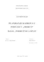 Planiranje kadrova u poduzeću "Orbico" d.o.o., podružnica Split