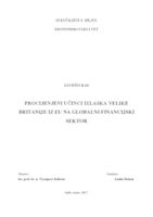 PROCIJENJENI UČINCI IZLASKA VELIKE BRITANIJE IZ EU NA GLOBALNI FINANCIJSKI SEKTOR