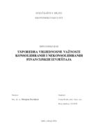 Usporedba vrijednosne važnosti konsolidiranih i nekonsolidiranih financijskih izvještaja