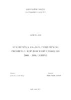 STATISTIĈKA ANALIZA TURISTIĈKOG PROMETA U REPUBLICI HRVATSKOJ OD 2000. – 2016. GODINE