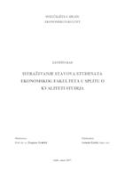 ISTRAŽIVANJE STAVOVA STUDENATA EKONOMSKOG FAKULTETA U SPLITU O KVALITETI STUDIJA