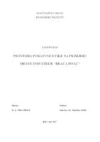 PROVEDBA POSLOVNE ETIKE NA PRIMJERU MESNE INDUSTRIJE “BRAĆA PIVAC”
