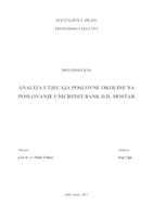 ANALIZA UTJECAJA POSLOVNE OKOLINE NA POSLOVANJE UNICREDIT BANK D.D. MOSTAR