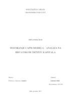 TESTIRANJE CAPM MODELA – ANALIZA NA HRVATSKOM TRŽIŠTU KAPITALA