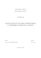 ANALIZA POSLOVANJA HRVATSKIH MARINA U USPOREDBI S MARINAMA U SVIJETU
