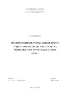 SPECIFIČNOSTI POSLOVANJA MARINE PUNAT I UTJECAJ ORGANIZACIJE POSLOVANJA NA PROFITABILNOST INVESTICIJE U MARINI PUNAT