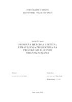 PRIMJENA METODA I VJEŠTINA UPRAVLJANJA PROJEKTIMA NA PROJEKTIMA U JAVNIM ORGANIZACIJAMA