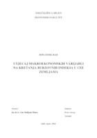 UTJECAJ MAKROEKONOMSKIH VARIJABLI NA KRETANJA BURZOVNIH INDEKSA U CEE ZEMLJAMA