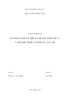 RANGIRANJE PREHRAMBENIH PODUZEĆA VIŠEKRITERIJALNOM ANALIZOM