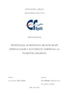 POTENCIJAL KORIŠTENJA BLOCKCHAIN TEHNOLOGIJE U KONTEKSTU RJEŠENJA ZA PAMETNE GRADOVE