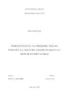 POREZNI SUSTAV NA PRIMJERU MALOG PODUZEĆA U SEKTORU GRAĐEVINARSTVA U REPUBLICI HRVATSKOJ