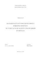 RAZLIKE RAČUNOVODSTVENE DOBITI I POREZNE OSNOVICE TE UTJECAJ NA KVALITETU FINANCIJSKIH IZVJEŠTAJA