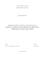 ISPITIVANJE STAVOVA UZGAJIVAČA O NERETVANSKOJ MANDARINI KAO SIROVINI U PRERAĐIVAČKOJ INDUSTRIJI