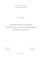 SPECIFIČNOSTI FINANCIJSKOG IZVJEŠTAVANJA I ANALIZE FINANCIJSKIH IZVJEŠTAJA ZAKLADA