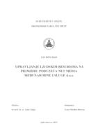 UPRAVLJANJE LJUDSKIM RESURSIMA NA PRIMJERU PODUZEĆA NET MEDIA MEĐUNARODNE USLUGE d.o.o.