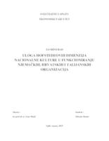 ULOGA HOFSTEDEOVIH DIMENZIJA NACIONALNE KULTURE U FUNKCIONIRANJU NJEMAČKIH, HRVATSKIH I TALIJANSKIH ORGANIZACIJA