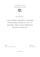 UTJECAJ MEĐUNARODNOG STANDARDA FINANCIJSKOG IZVJEŠTAVANJA 9 NA POLITIKU UPRAVLJANJA KREDITNIM RIZICIMA U BANKAMA