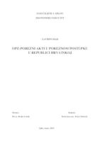 OPZ-POREZNI AKTI U POREZNOM POSTUPKU U REPUBLICI HRVATSKOJ