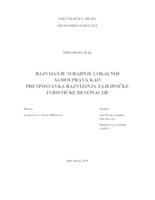 RAZVIJANJE SURADNJE LOKALNIH SAMOUPRAVA KAO PRETPOSTAVKA RAZVIJANJA ZAJEDNIČKE TURISTIČKE DESTINACIJE