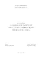 ULOGA LOKALNE ZAJEDNICE U UPRAVLJANJU RAZVOJEM TURIZMA: PRIMJER GRADA SPLITA
