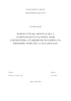 RADNI UČINAK, MOTIVACIJA I ZADOVOLJSTVO NA POSLU KOD ZAPOSLENIKA STARIJIH OD 50 GODINA NA PRIMJERU PODUZEĆA CESTAR D.O.O.