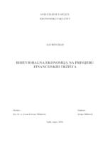 BIHEVIORALNA EKONOMIJA NA PRIMJERU FINANCIJSKIH TRŽIŠTA