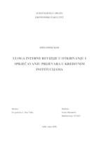 ULOGA INTERNE REVIZIJE U OTKRIVANJU I SPRJEČAVANJU PRIJEVARA U KREDITNIM INSTITUCIJAMA