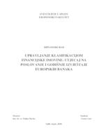 UPRAVLJANJE KLASIFIKACIJOM FINANCIJSKE IMOVINE: UTJECAJ NA POSLOVANJE I GODIŠNJE IZVJEŠTAJE EUROPSKIH BANAKA