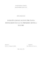 ISTRAŽIVANJE KVALITETE PRUŽANJA HOTELSKIH USLUGA NA PRIMJERU HOTELA ELLURE