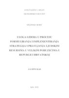 ULOGA LIDERA U PROCESU FORMULIRANJA I IMPLEMENTIRANJA STRATEGIJA UPRAVLJANJA LJUDSKIM RESURSIMA U VELIKIM PODUZEĆIMA U REPUBLICI HRVATSKOJ