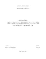 UTJECAJ KORONA KRIZE NA POSLOVANJE AUTO KUĆA U DALMACIJI