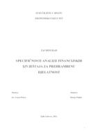 SPECIFIČNOSTI ANALIZE FINANCIJSKIH IZVJEŠTAJA ZA PREHRAMBENU DJELATNOST