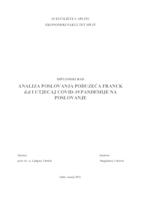 ANALIZA POSLOVANJA PODUZEĆA FRANCK d.d I UTJECAJ COVID-19 PANDEMIJE NA POSLOVANJE