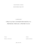 UPRAVLJANJE LJUDSKIM RESURSIMA NA PRIMJERU PODUZEĆA PROMET D.O.O