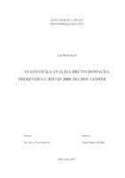 STATISTIČKA ANALIZA BRUTO DOMAĆEG S PROIZVODA U RH OD 2000. DO 2019. GODINE