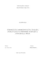 VERTIKALNA I HORIZONTALNA ANALIZA POSLOVANJA NA PRIMJERU PODUZEĆA CESTAR d.o.o. SPLIT