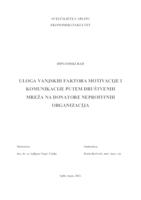 ULOGA VANJSKIH FAKTORA MOTIVACIJE I KOMUNIKACIJE PUTEM DRUŠTVENIH MREŽA NA DONATORE NEPROFITNIH ORGANIZACIJA