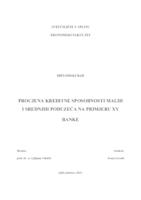 PROCJENA KREDITNE SPOSOBNOSTI MALIH I SREDNJIH PODUZEĆA NA PRIMJERU XY BANKE