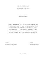 UTJECAJ VELIČINE JEDINICE LOKALNE SAMOUPRAVE NA TRANSPARENTNOST PRORAČUNA LOKALNIH JEDINICA NA OTOCIMA U REPUBLICI HRVATSKOJ