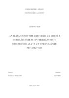 ANALIZA OSNOVNIH KRITERIJA ZA IZBOR I ISTRAŽIVANJE O UPOTREBLJIVOSTI ODABRANIH ALATA ZA UPRAVLJANJE PROJEKTIMA