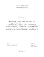 STATISTIČKE METODE PRI ANALIZI USPJEŠNOSTI POSLOVANJA PRIVREDNE BANKE ZAGREB I USPOREDBA S ODABRANIM KONKURENTIMA U REPUBLICI HRVATSKOJ