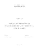 PRIMJENA POSTUPAKA ANALIZE FINANCIJSKIH IZVJEŠTAJA NA UDRUGAMA ZA ZAŠTITU OKOLIŠA