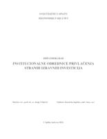 INSTITUCIONALNE ODREDNICE PRIVLAČENJA STRANIH IZRAVNIH INVESTICIJA