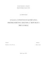 ANALIZA USPJEŠNOSTI KOMPANIJA PREHRAMBENOG SEKTORA U REPUBLICI HRVATSKOJ