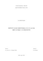 ISPITIVANJE KRITERIJA ZA ULAZAK HRVATSKE U EUROZONU