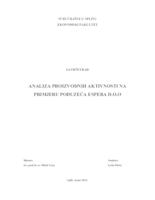 ANALIZA PROIZVODNIH AKTIVNOSTI NA PRIMJERU PODUZEĆA ESPERA D.O.O